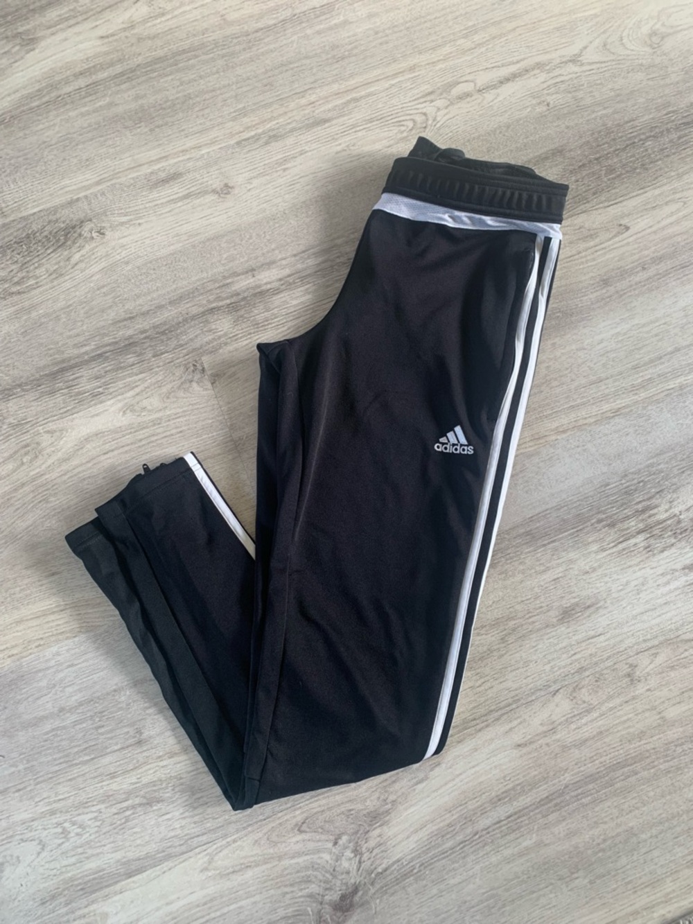 Adidas climacool black track pants with White Side Stripes size small